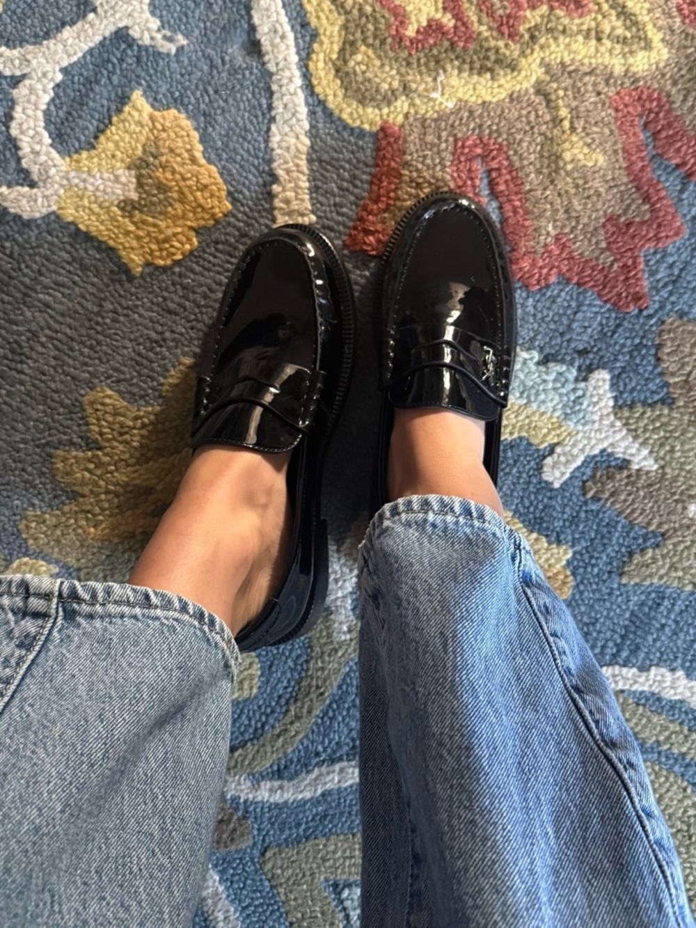 YSL Patent Black Penny Loafers for Women